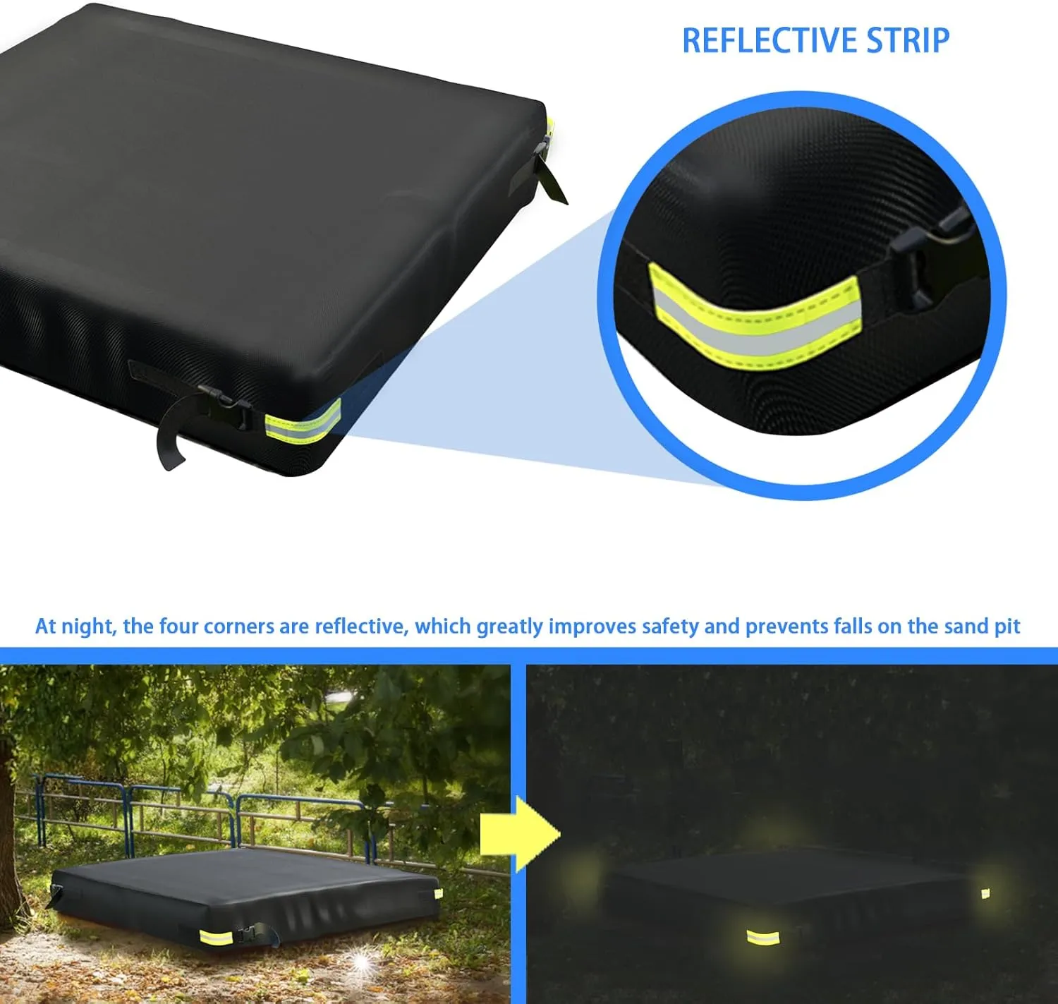 Sandbox Cover Waterproof 600D Oxford Cloth PVC Coating Rainproof Anti UV Heavy Duty Square Sandbox Cover,for Kids Outdoor Protect Sandbox Sand and Toys,Cover Only (Black, 78.7" x 78.7" x 7.9")