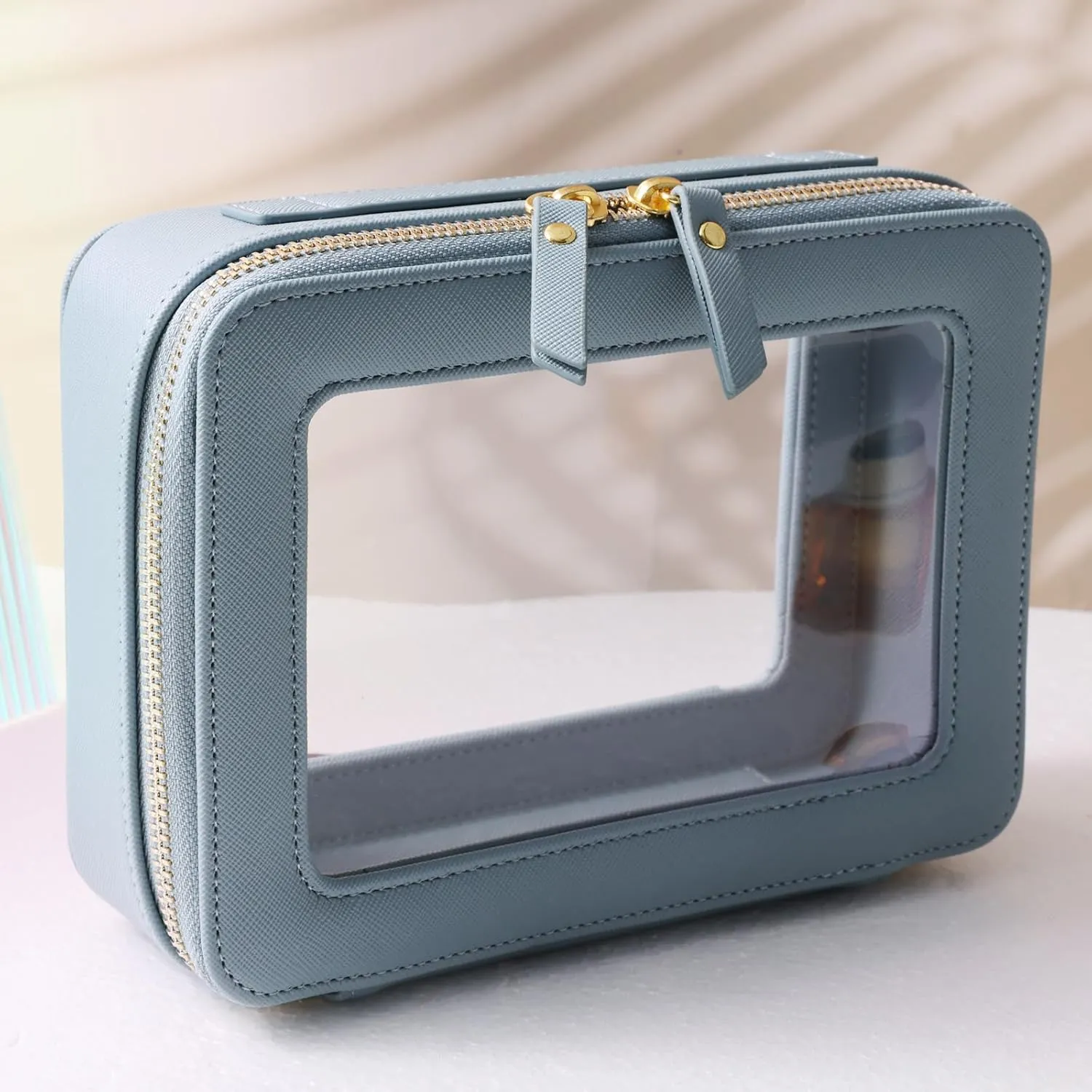 SANHECUN Toiletry bag waterproof cosmetic organizer with handle lagre opening for travelling