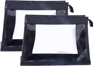 SANHECUN Women Travel Toiletry Bag Make Up Bag Cosmetic Essentials Transparent Makeup Wash Pouch 2 pcs (Transparent, Black)