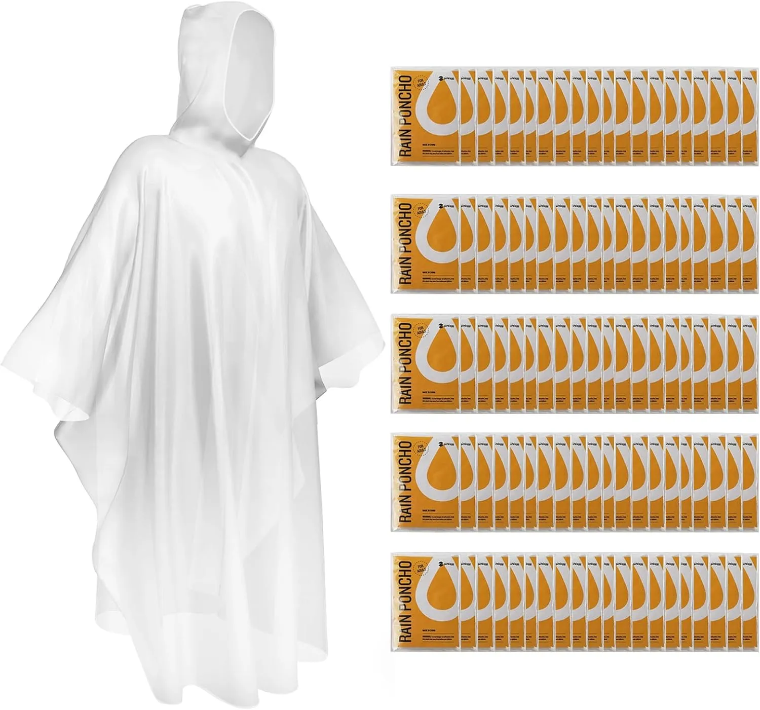 SaphiRose Disposable Rain Ponchos Emergency Clear Poncho