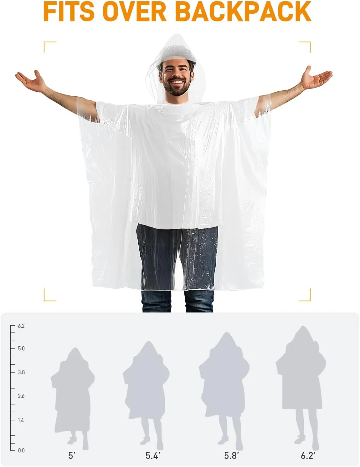 SaphiRose Disposable Rain Ponchos Emergency Clear Poncho