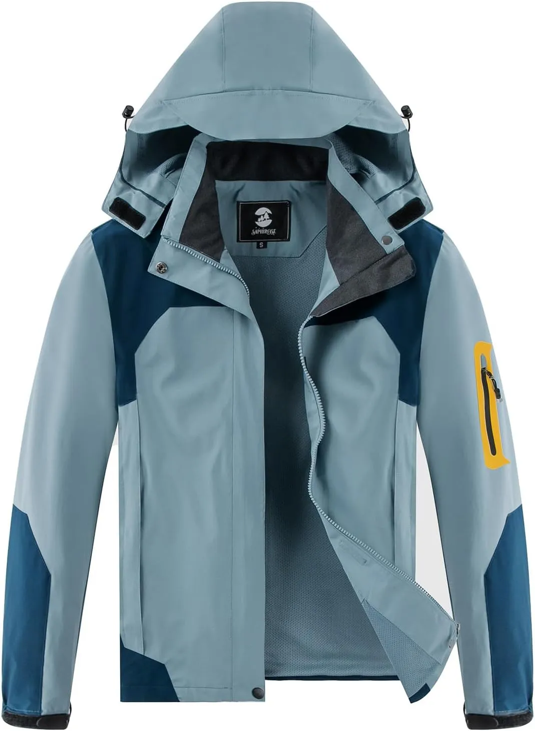 SaphiRose Womens Waterproof Rain jacket Lightweight Active Outdoor Raincoat with Removable Hood