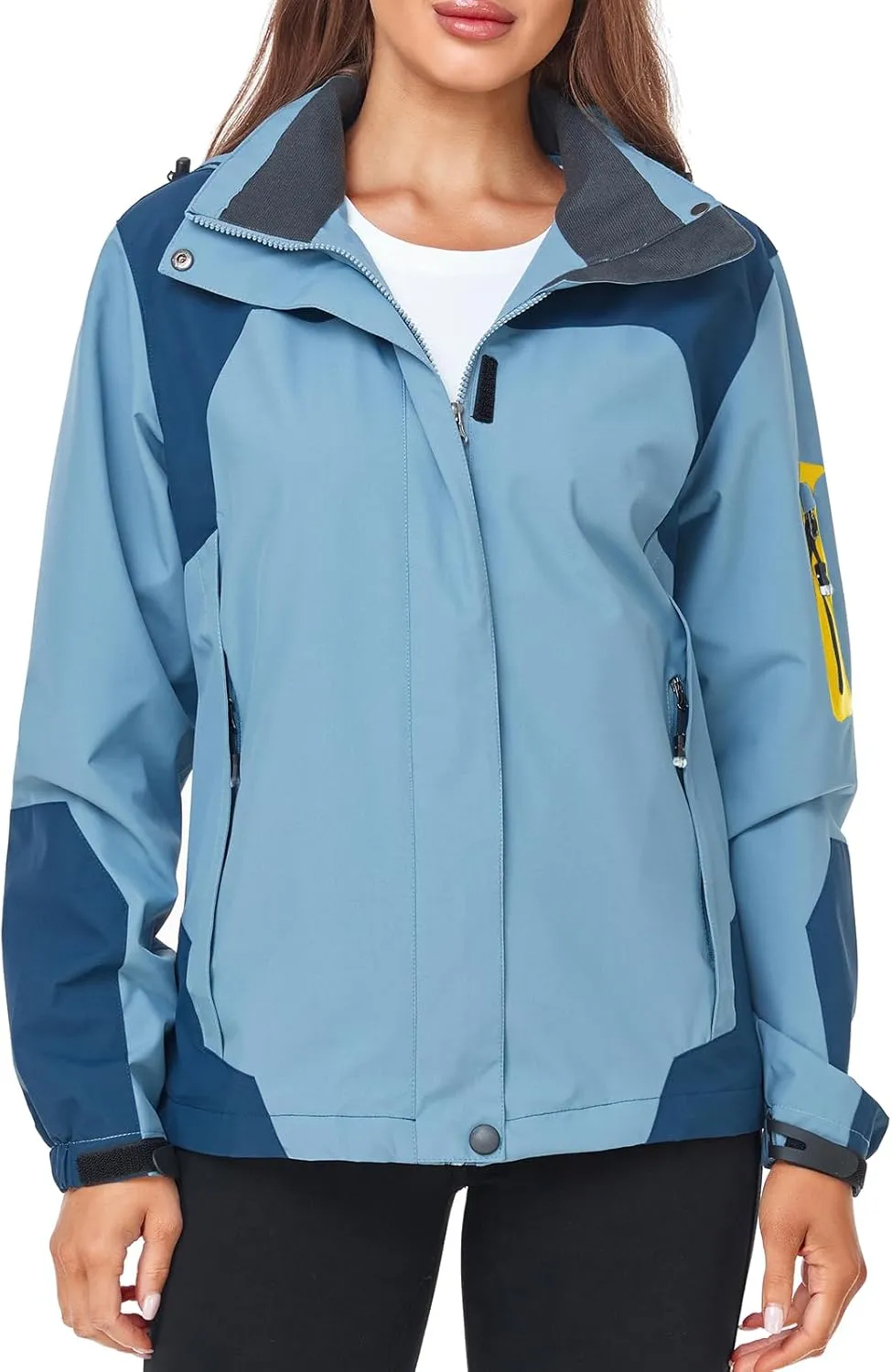 SaphiRose Womens Waterproof Rain jacket Lightweight Active Outdoor Raincoat with Removable Hood