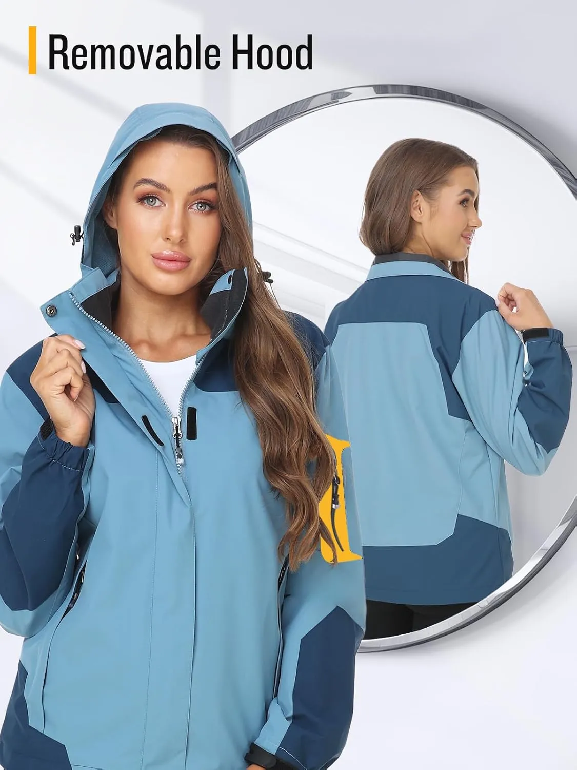 SaphiRose Womens Waterproof Rain jacket Lightweight Active Outdoor Raincoat with Removable Hood