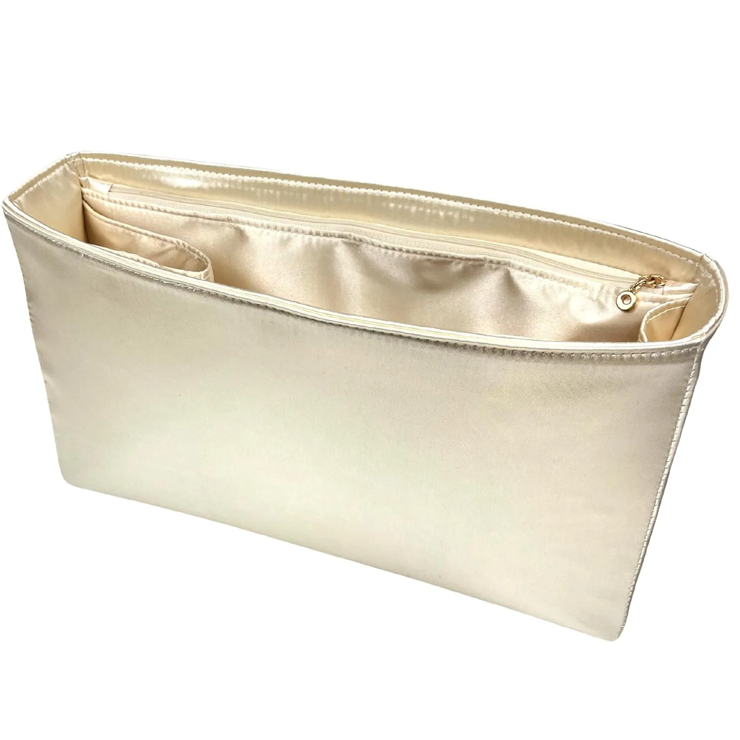 Satin Organizer for Birkin 25,30,35,40,42,45,50, Silk Insert with Zipper Pocket, Trapezoid Shape (BK 30, Burgundy)