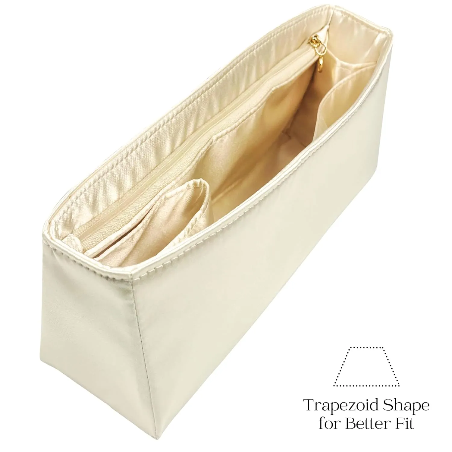 Satin Organizer for Birkin 25,30,35,40,42,45,50, Silk Insert with Zipper Pocket, Trapezoid Shape (BK 30, Burgundy)