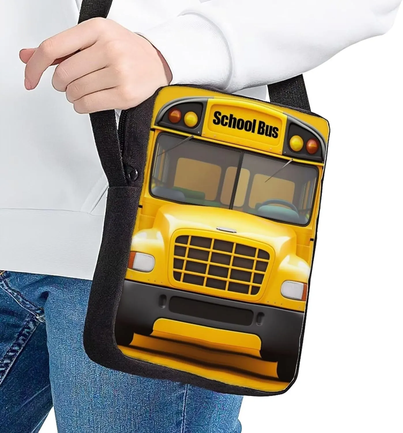 School Bus Messenger Bag for Women Girls, Small Sling Messenger Bag for Party