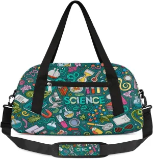 Science Experiment Pattern Duffel Bag for Women Men Travel Bag Small Gym Bag Waterproof Workout Overnight Tote Bag for Sport Dance Weekend Yoga
