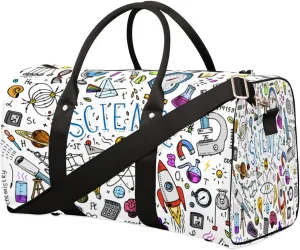 Science Formulas Travel Duffle Bag Waterproof Foldable Weekender Bags for Women and Men Durable Carry on Overnight Bag with Shoulder Strap Lightweight Sports Gym Tote Bag