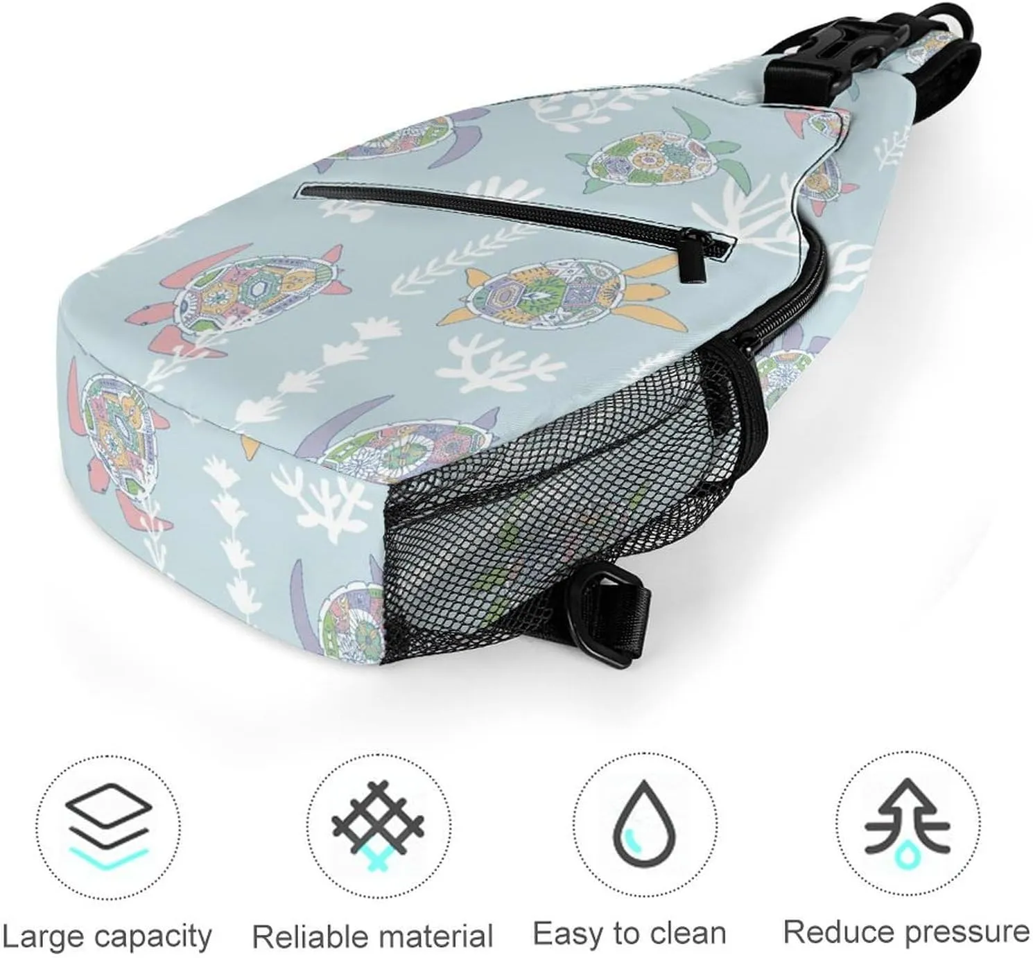 Sea-turtles-texture Sling Bag Crossbody Backpack for Men Women Chest Bag For Travel Hiking Cycling Camping, 38x20cm, Style-4