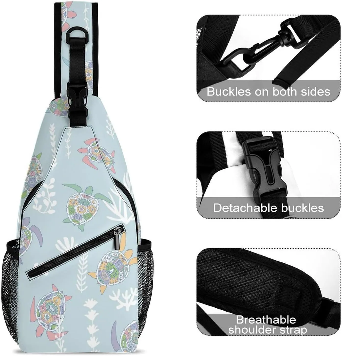 Sea-turtles-texture Sling Bag Crossbody Backpack for Men Women Chest Bag For Travel Hiking Cycling Camping, 38x20cm, Style-4