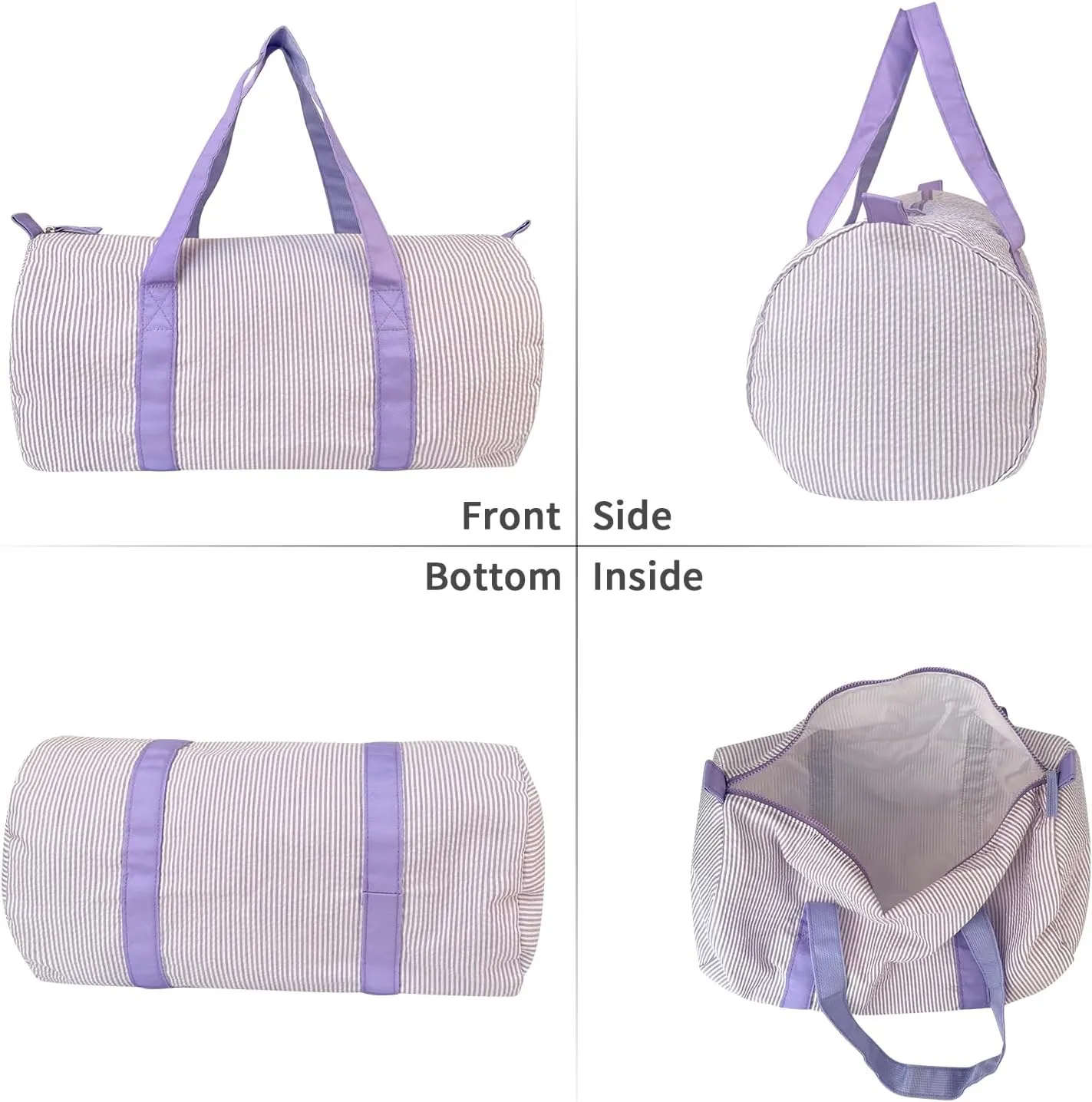 Seersucker Kids Toddler Light Weight Roomy Overnight Weekend Travel Duffel Bag (Purple)