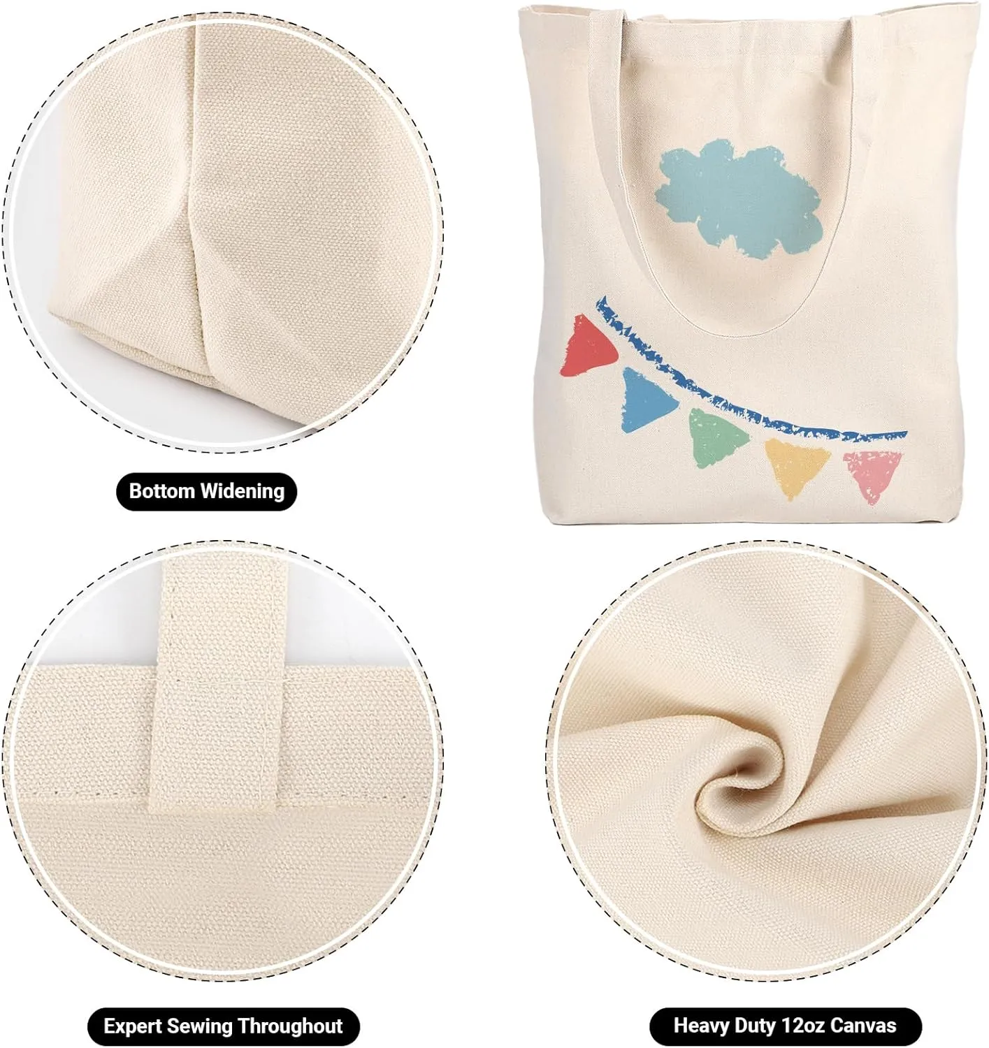 Segarty Canvas Tote Bag for Women, 24 Pack 20x15.7 Reusable Blank Canvas Shopping Bag, Natural Cotton Shoulder Tote Aesthetic Bulk for DIY, Gift, Beach, Travel, Grocery