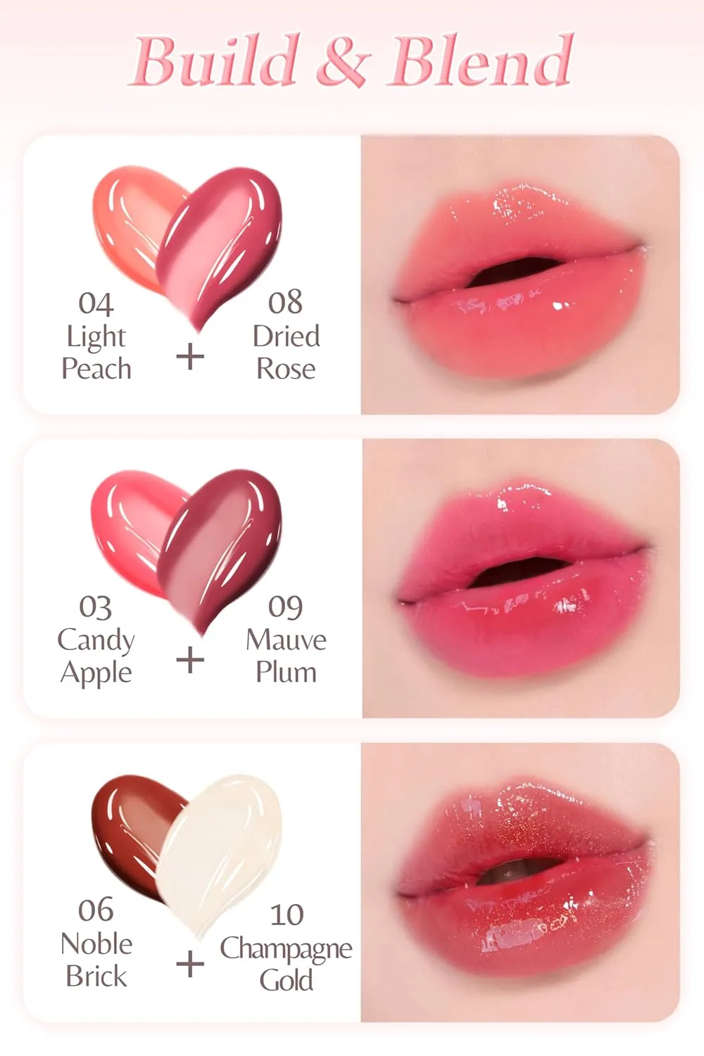 Self Beauty Vegan Korean Lip Balm Moisturizing Care - Collagen Lip Glass Hydrating, Hyaluronic Lip Gloss Repair - 0.06 oz (#2 Shy Pink)