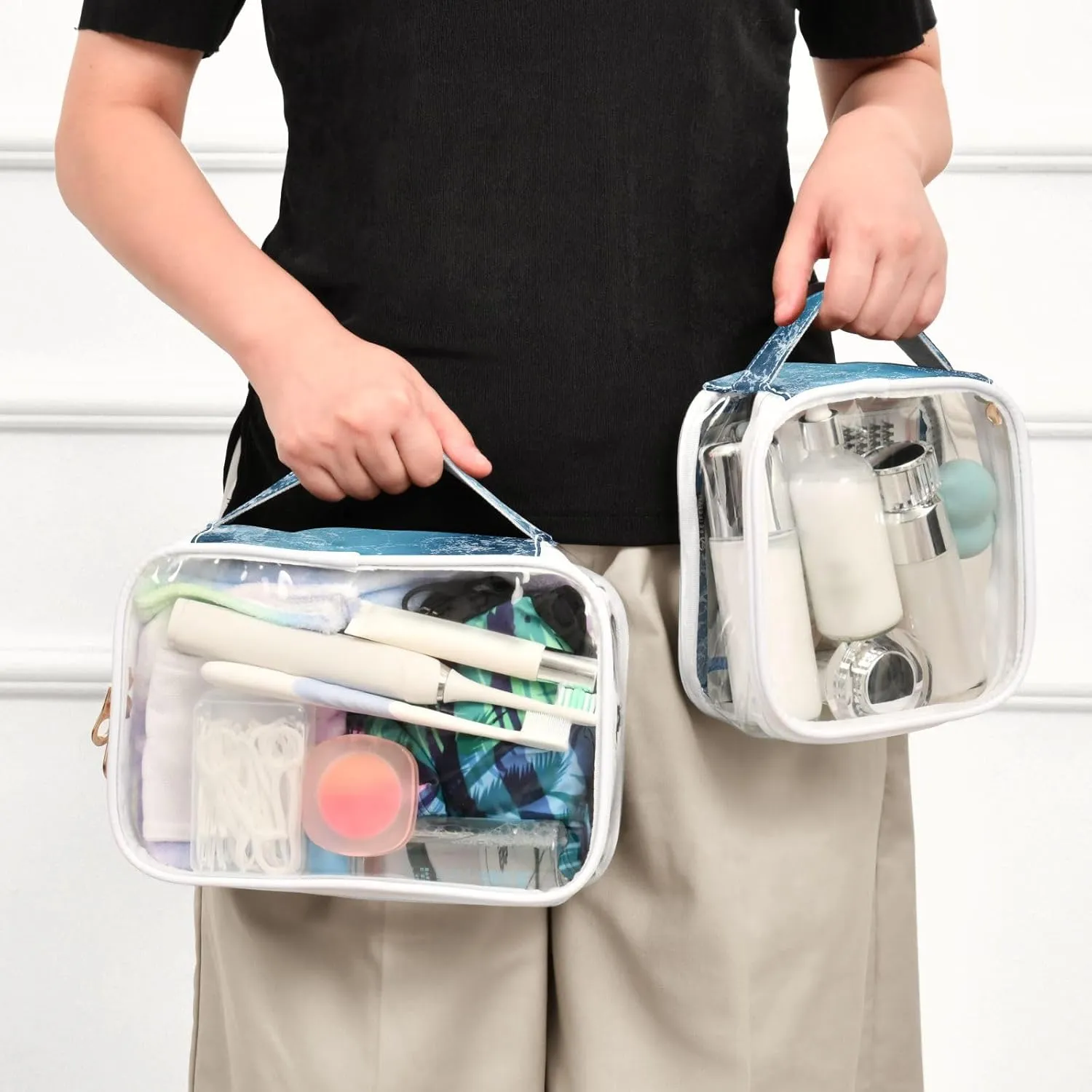 senya Toiletry Bags Atlantic Ocean Blue Water, Clear Makeup Organizing Bag for Women Men, Waterproof Makeup Bag Travel Cosmetic Bags for Bathroom, Business, Vacation - 2 Pack