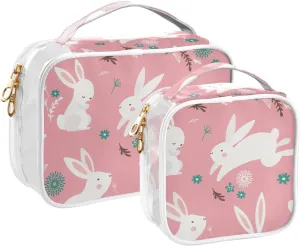 senya Toiletry Bags Cute Bunny and Flowers, Clear Makeup Organizing Bag for Women Men, Waterproof Makeup Bag Travel Cosmetic Bags for Bathroom, Business, Vacation - 2 Pack