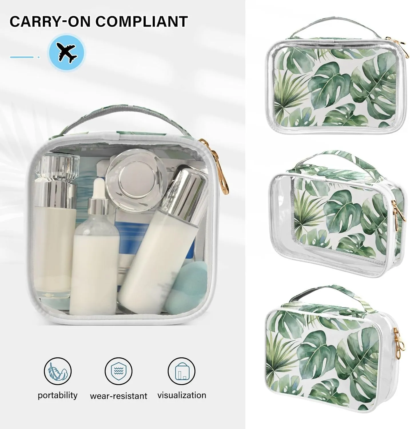 senya Toiletry Bags Cute Bunny and Flowers, Clear Makeup Organizing Bag for Women Men, Waterproof Makeup Bag Travel Cosmetic Bags for Bathroom, Business, Vacation - 2 Pack