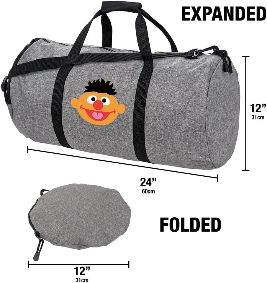 Sesame Street Ernie Head Lightweight Duffel Bag for Sports and Gym Packable for Travel