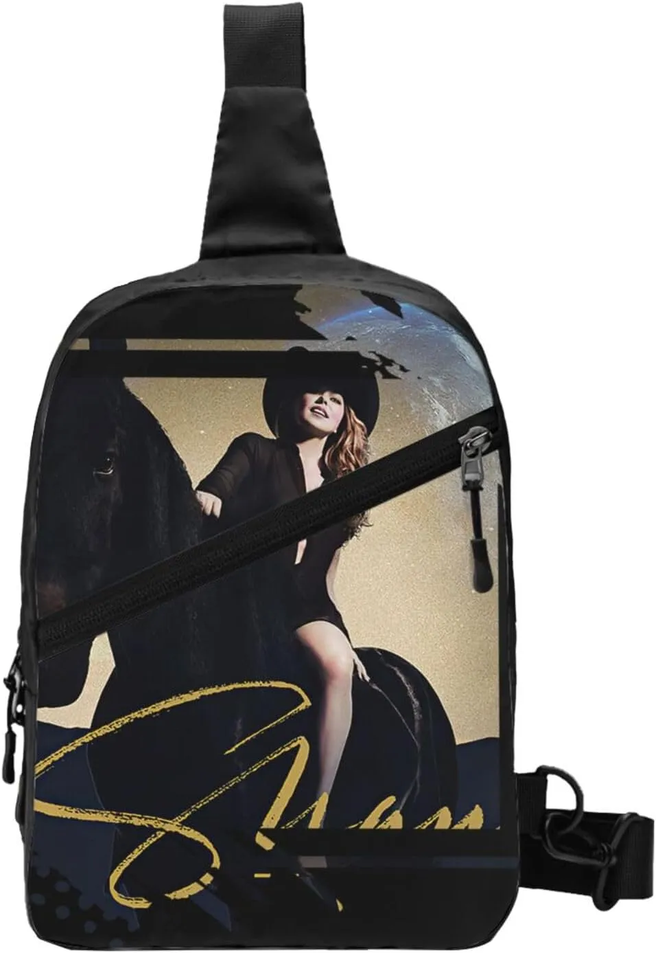 Shania Music Twain Crossbody Bag Chest Handbag Sling Bag Adjustable Shoulder Pouch Stylish Outdoor Rucksack Foldable Multipurpose Daypack for Running