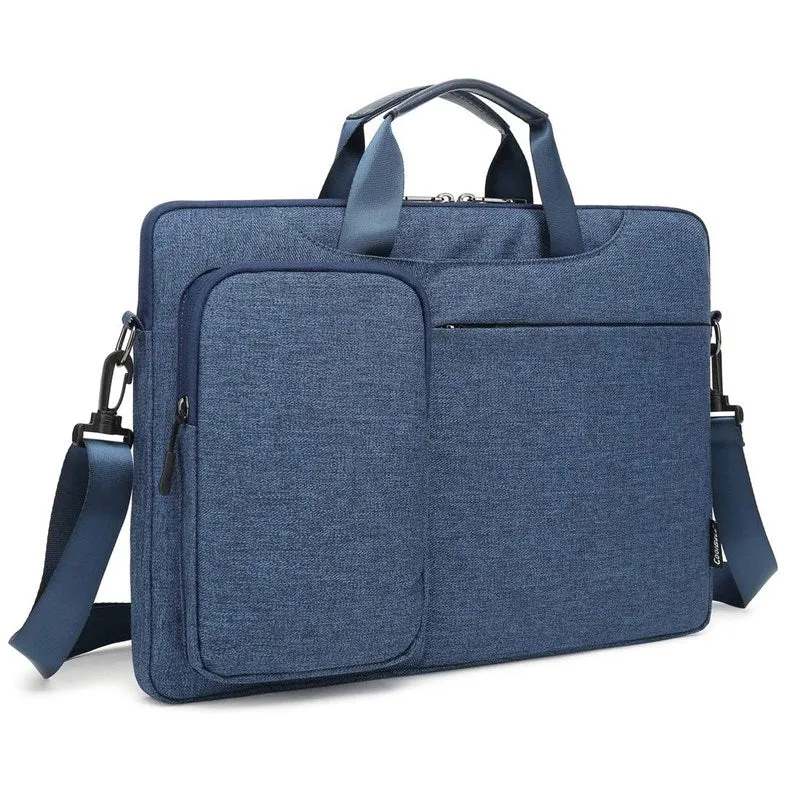 Shoulder Bag with Water Resistant Nylon & Padded Strap | Includes Zipper Pocket | 15.6 inch | Blue