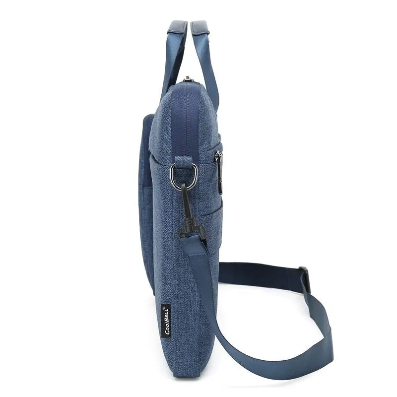 Shoulder Bag with Water Resistant Nylon & Padded Strap | Includes Zipper Pocket | 15.6 inch | Blue
