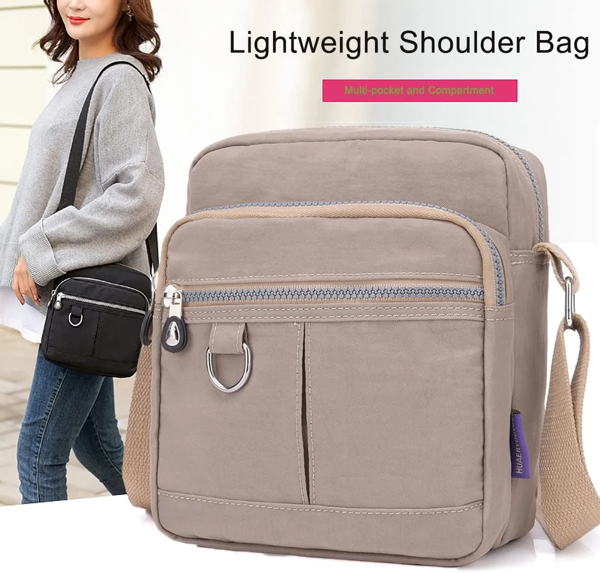 Shoulder Handbags for Women Multiple Pockets Crossbody Purse Bags Waterproof Nylon Messenger Bag
