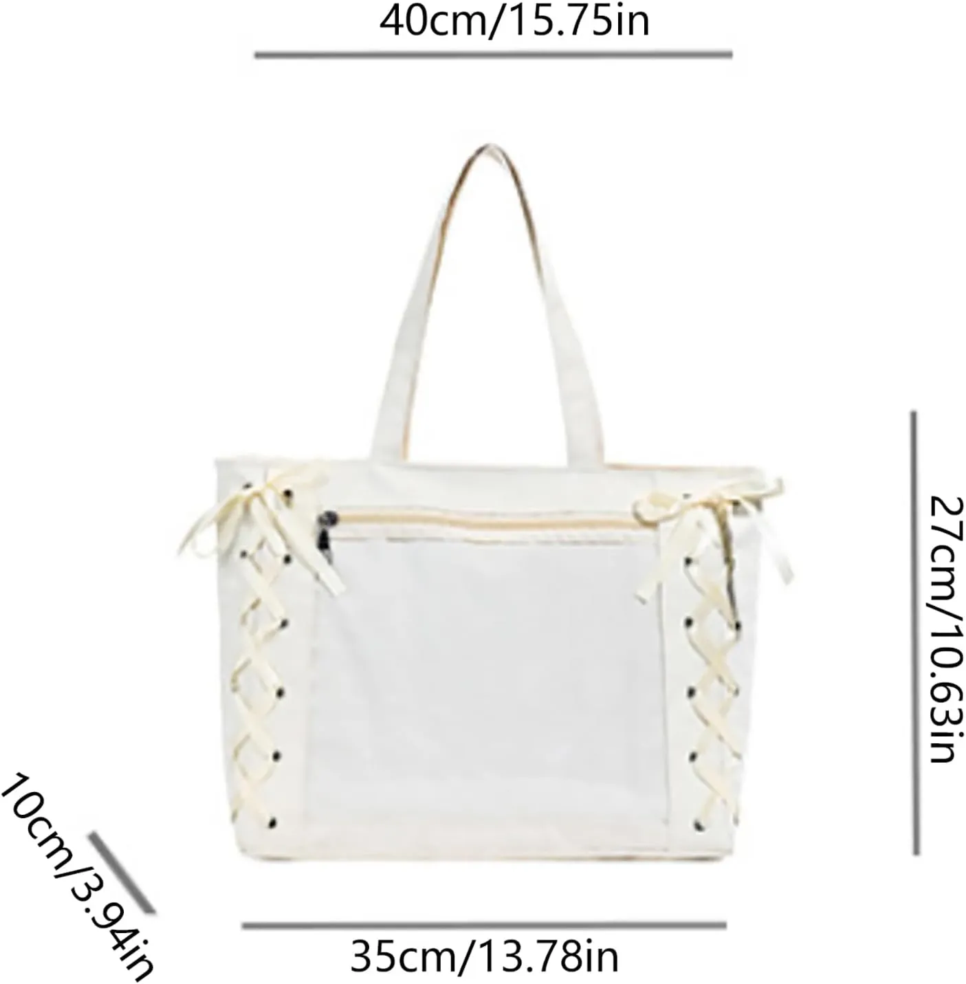 Simple Sweet Bow Ribbon Tether Transparent Shoulder Bag Large Capacity Handheld Tote Bags Solid Color Commuter Underarm Bag Gifts