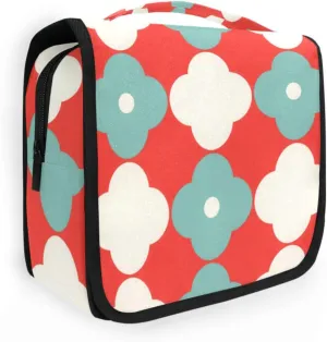 Simple Symmetrical Pattern Hanging Travel Toiletry Bag, Portable Makeup Cosmetic Organizer for Men & Women, Toiletries Case with Clear Pocket