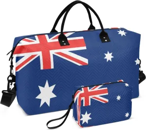 Sinestour Australia Flag Travel Duffel Bag for Men Women with Makeup Bag Weekend Overnight Carry On Bags for Travel Yoga Gym