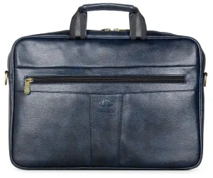Single: Faux Leather 14 inch Laptop Messenger Bag - Water Resistant, Organized Design | Adjustable Strap | 14 inch | Icon Blue