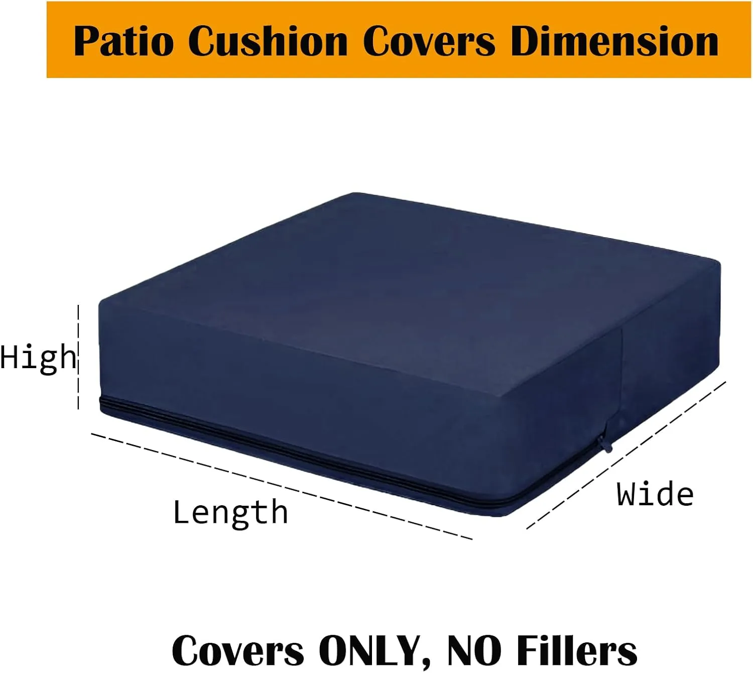 SK Studio Patio Cushion Covers Replacement, 2 Pack Waterproof Outdoor Furniture Seat Cushion Slipcover with Zipper for Garden and Backyard, Black