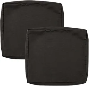 SK Studio Patio Cushion Covers Replacement, 2 Pack Waterproof Outdoor Furniture Seat Cushion Slipcover with Zipper for Garden and Backyard, Black