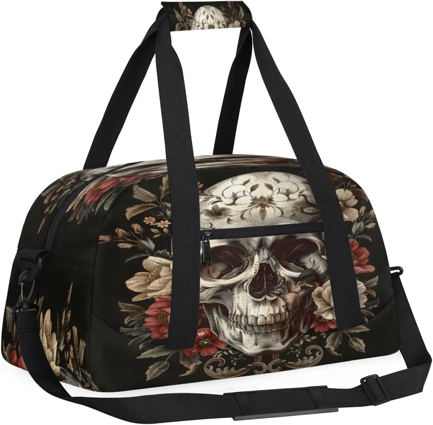 Skull Small Gym Bag 18 inch Carry On Duffel Bag for Weekender Travel Sports Workout Yoga Gymnastics Dance Ballet