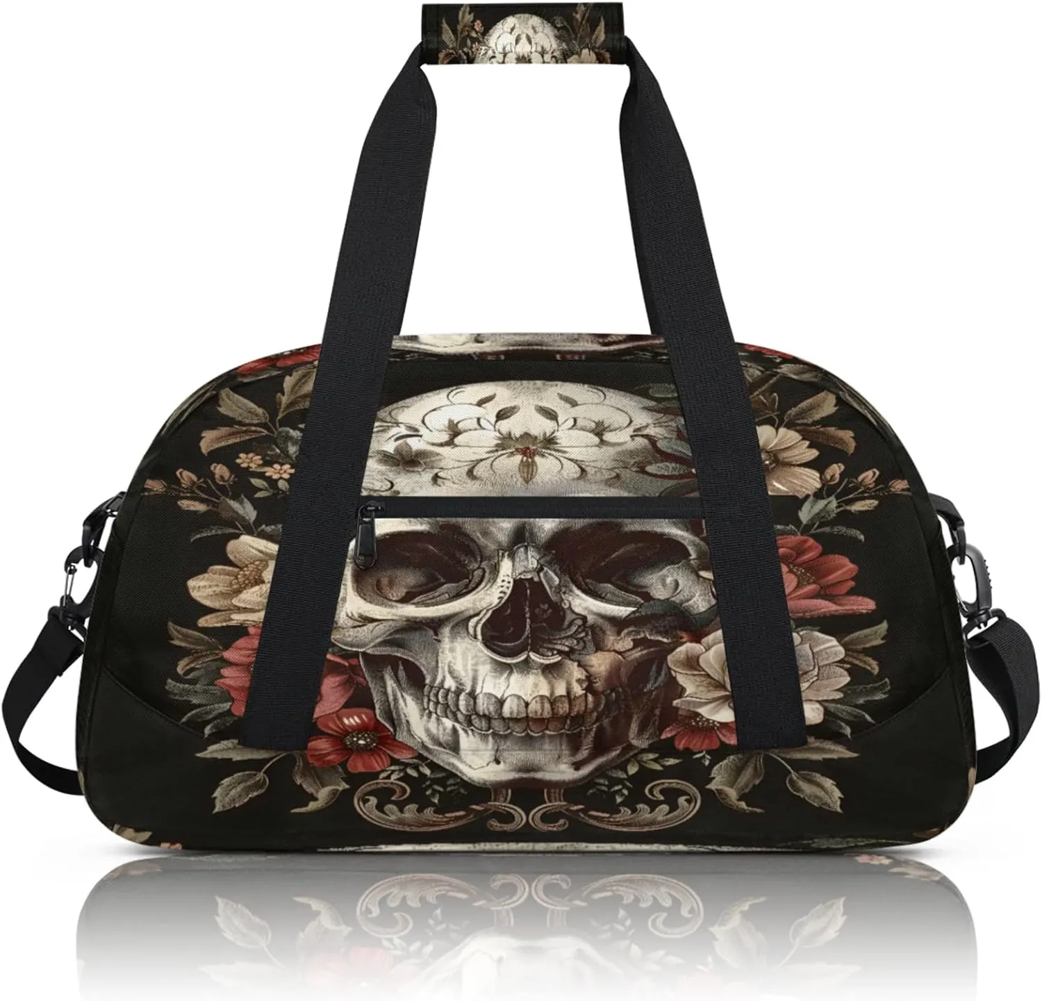Skull Small Gym Bag 18 inch Carry On Duffel Bag for Weekender Travel Sports Workout Yoga Gymnastics Dance Ballet
