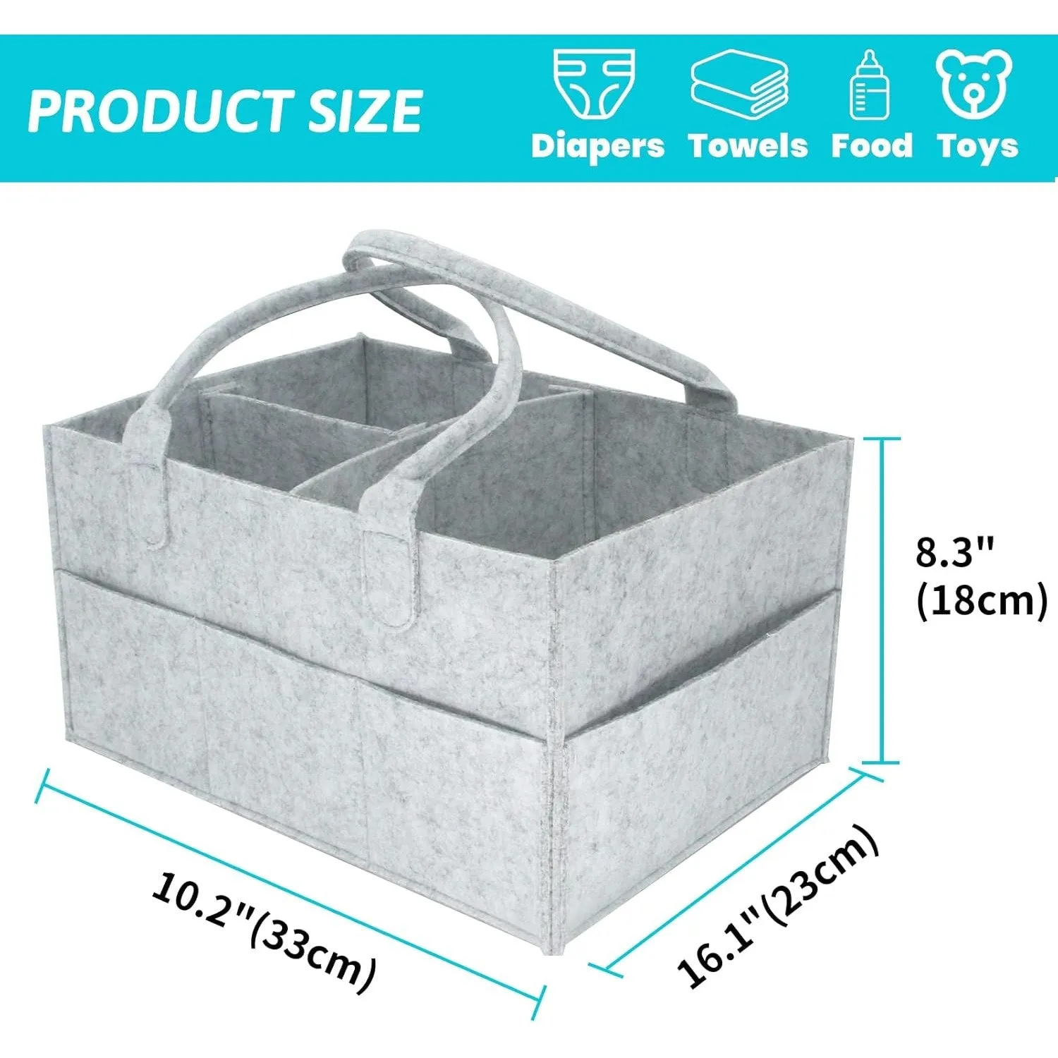 SKY-TOUCH Baby Diaper Caddy Organizer Tote Bag - Nursery Storage Bin for Changing Table | Portable Car Travel Organizer