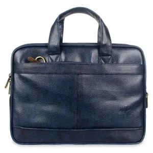 Slim Expandable Laptop Briefcase - Water Resistant Vegan Leather | 12 inch | Blue