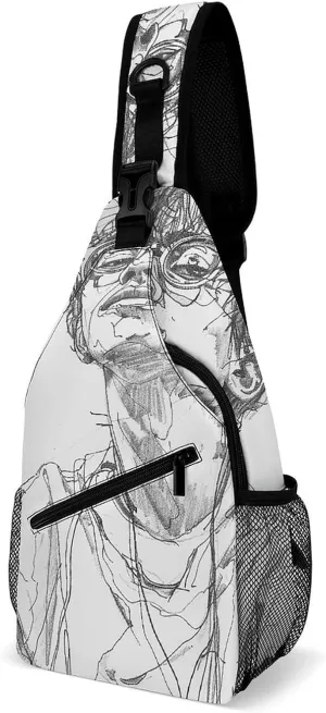 Sling Backpack Crossbody for Man Woman Line Drawing of Person Cross Body Adjustable Chest Bag