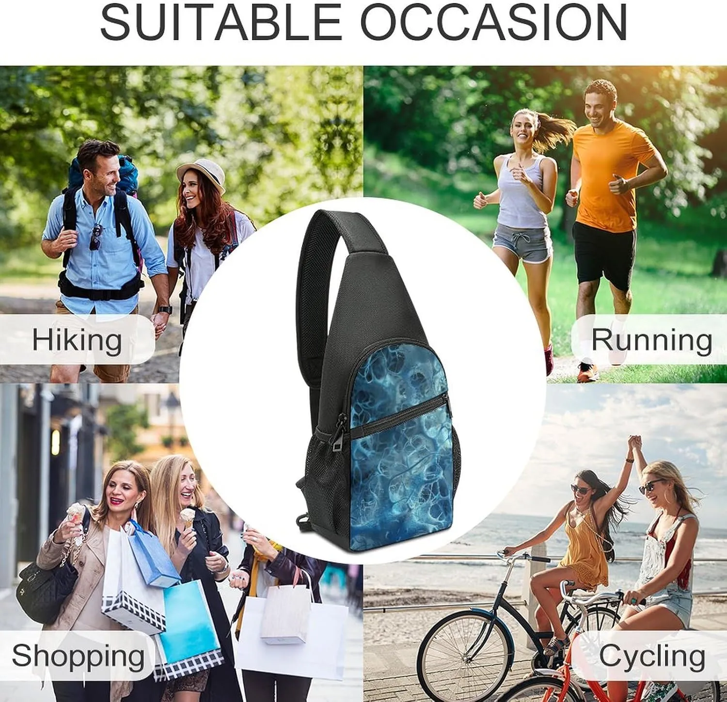 Sling Backpack for Women Men Crossbody Chest Bag Travel Blue Neuron Picture Daypack Shoulder Bag for Hiking