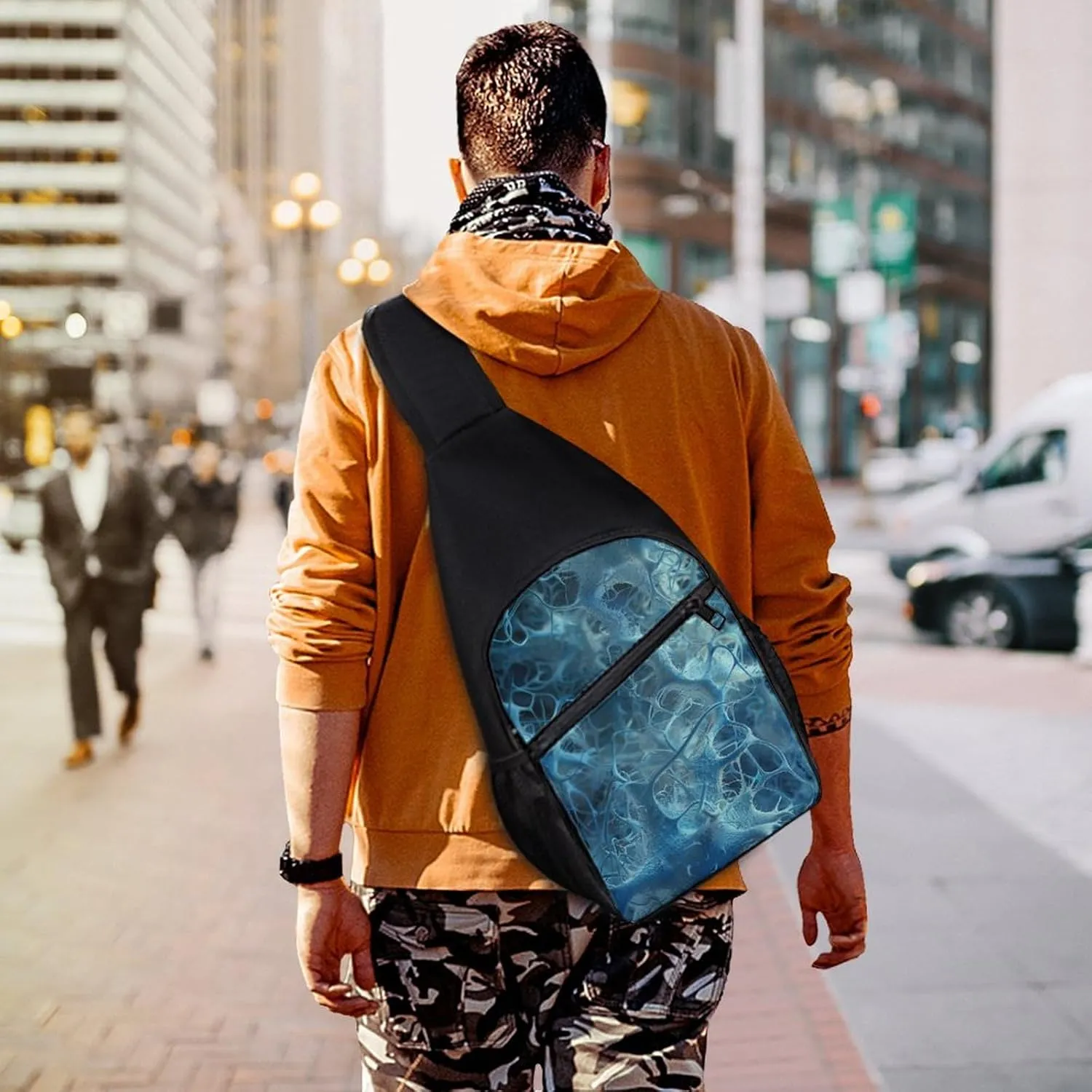 Sling Backpack for Women Men Crossbody Chest Bag Travel Blue Neuron Picture Daypack Shoulder Bag for Hiking