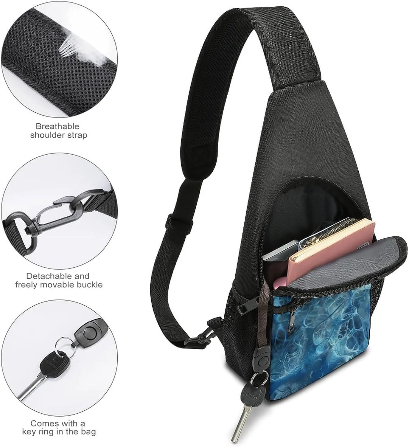 Sling Backpack for Women Men Crossbody Chest Bag Travel Blue Neuron Picture Daypack Shoulder Bag for Hiking