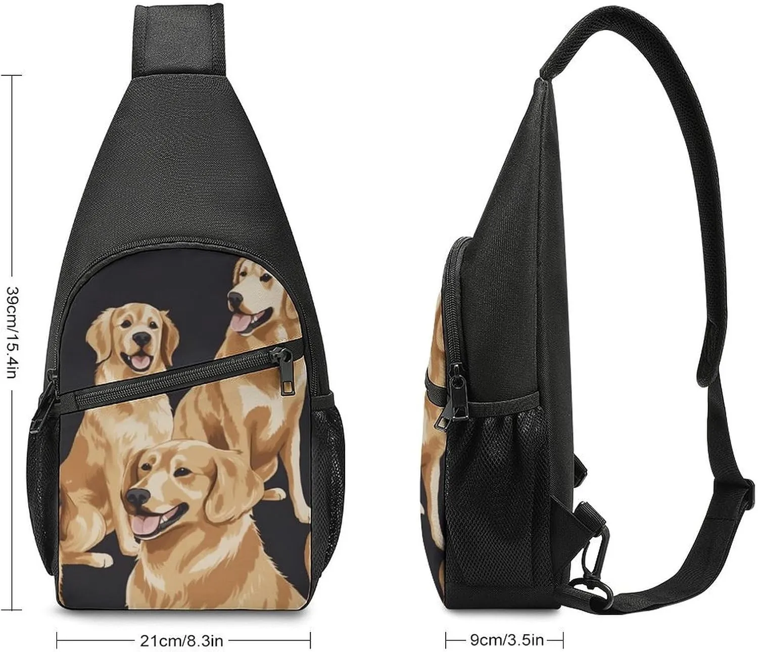 Sling Backpack for Women Men Crossbody Chest Bag Travel Golden Retrievers Daypack Shoulder Bag for Hiking