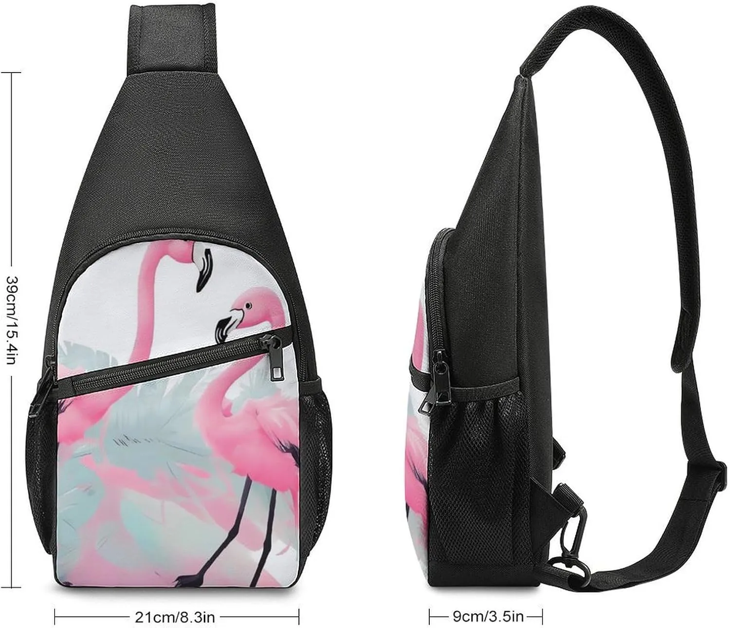 Sling Backpack for Women Men Crossbody Chest Bag Travel Love Flamingo Daypack Shoulder Bag for Hiking
