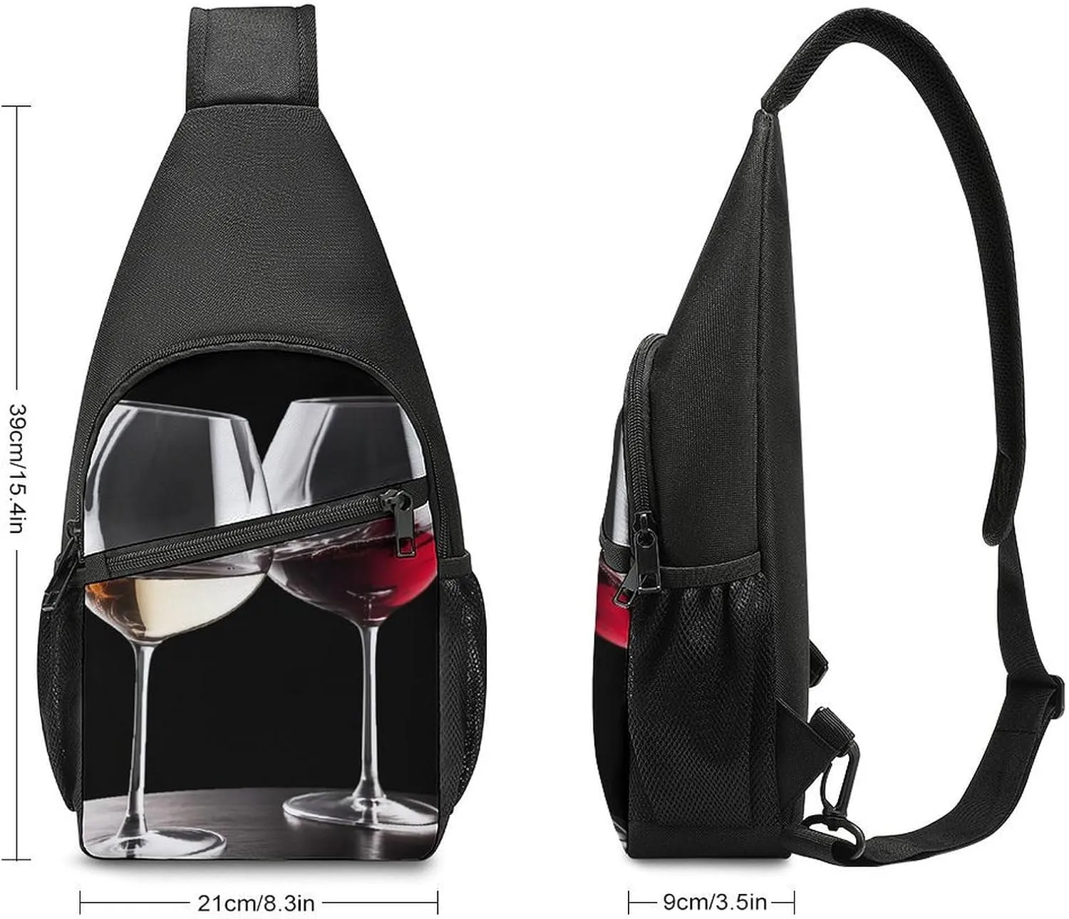 Sling Backpack for Women Men Crossbody Chest Bag Travel Red Wine Glasses Daypack Shoulder Bag for Hiking