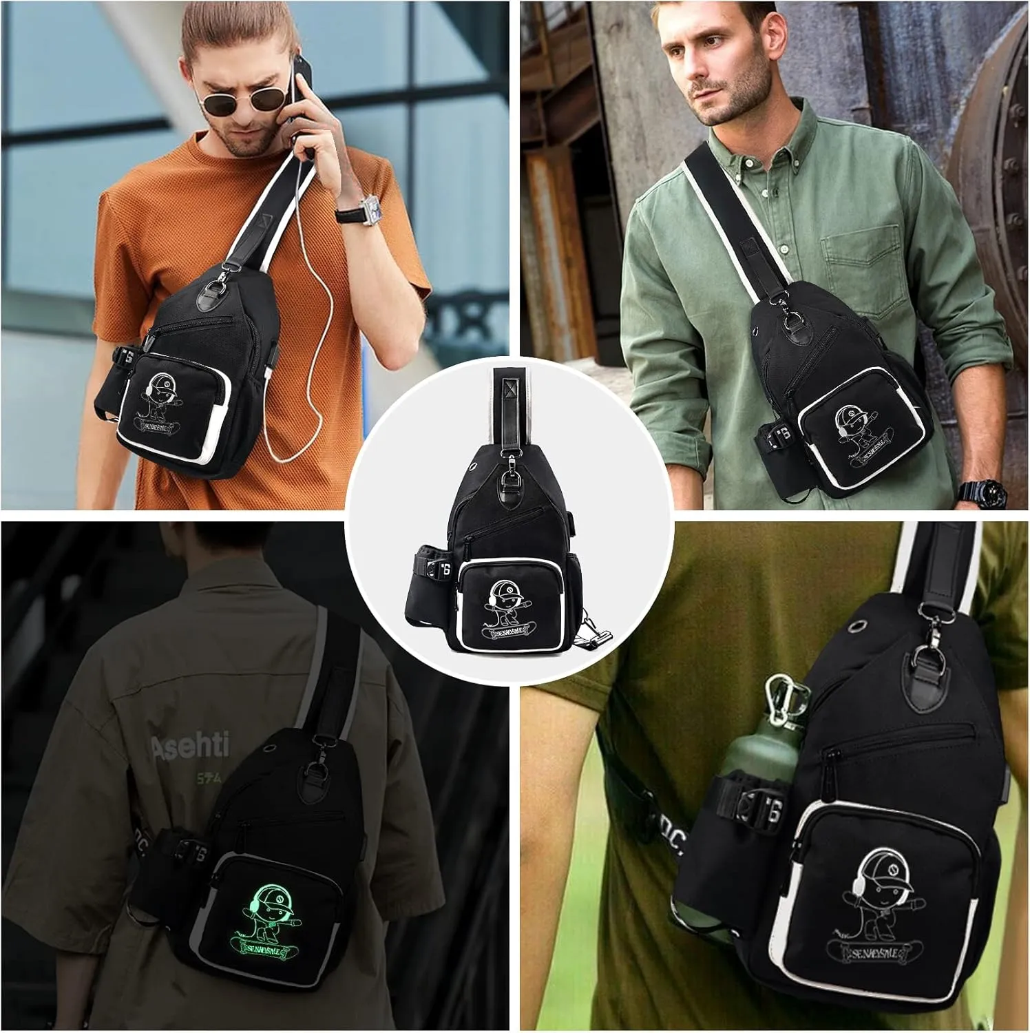 Sling Bag, Crossbody Shoulder Bag for Mens Women Multipurpose Daypacks Chest Bag