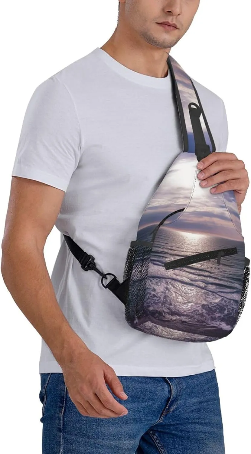 Sling Bag Crossbody Sling Backpack for Men Women Atlantic Ocean Cross Chest Bag Travel Hiking Daypack