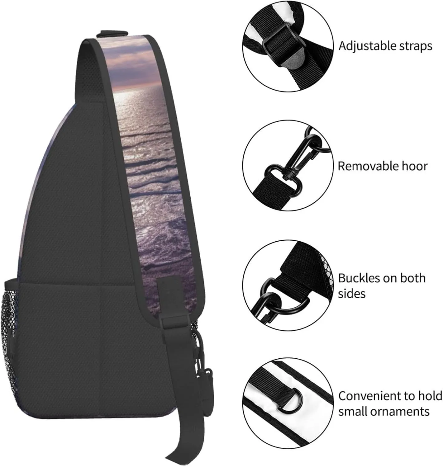 Sling Bag Crossbody Sling Backpack for Men Women Atlantic Ocean Cross Chest Bag Travel Hiking Daypack