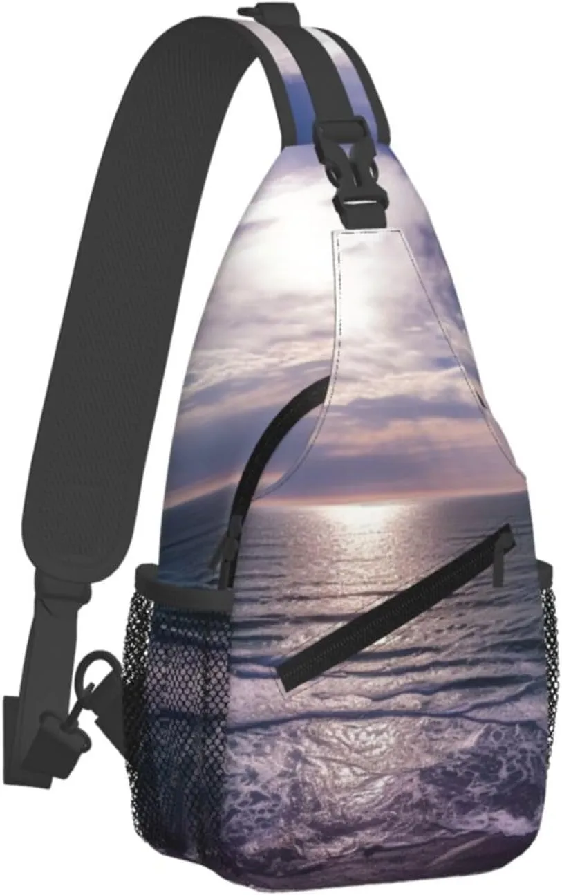 Sling Bag Crossbody Sling Backpack for Men Women Atlantic Ocean Cross Chest Bag Travel Hiking Daypack