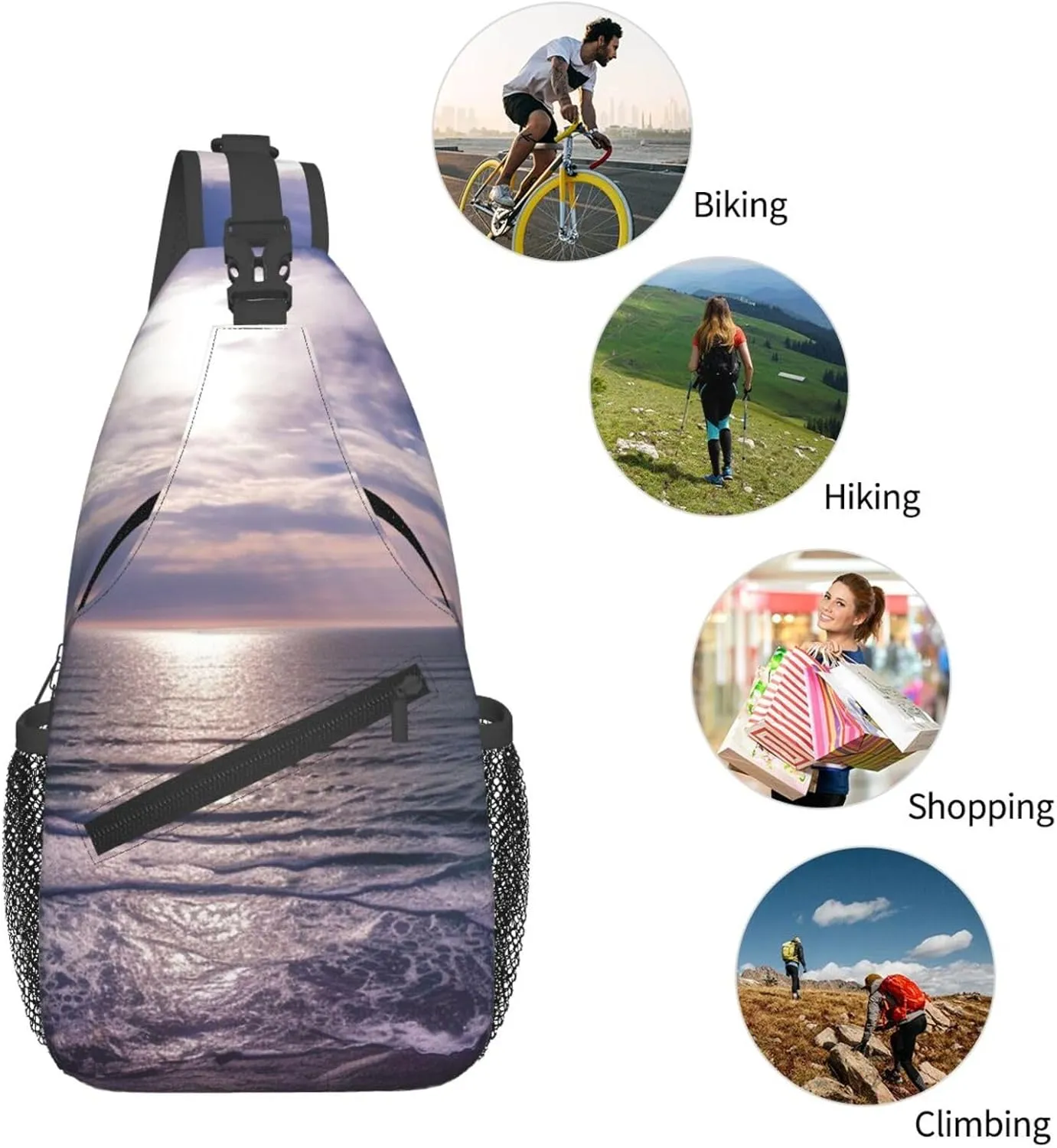 Sling Bag Crossbody Sling Backpack for Men Women Atlantic Ocean Cross Chest Bag Travel Hiking Daypack