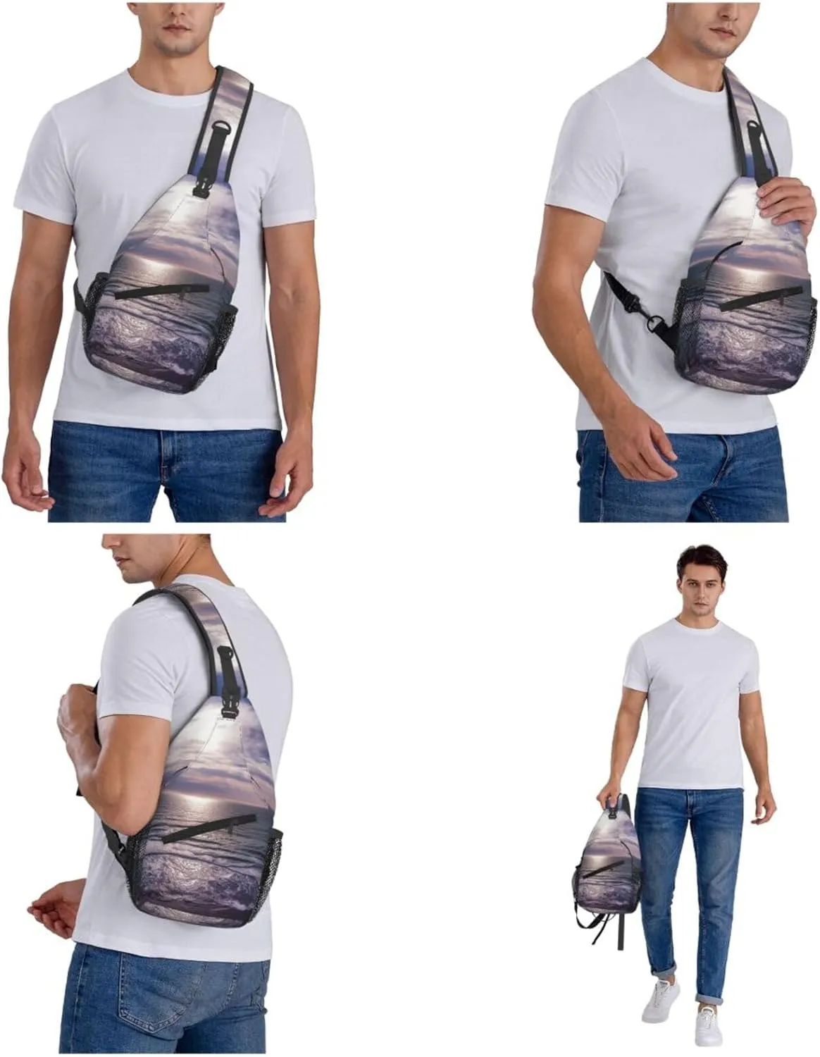 Sling Bag Crossbody Sling Backpack for Men Women Atlantic Ocean Cross Chest Bag Travel Hiking Daypack