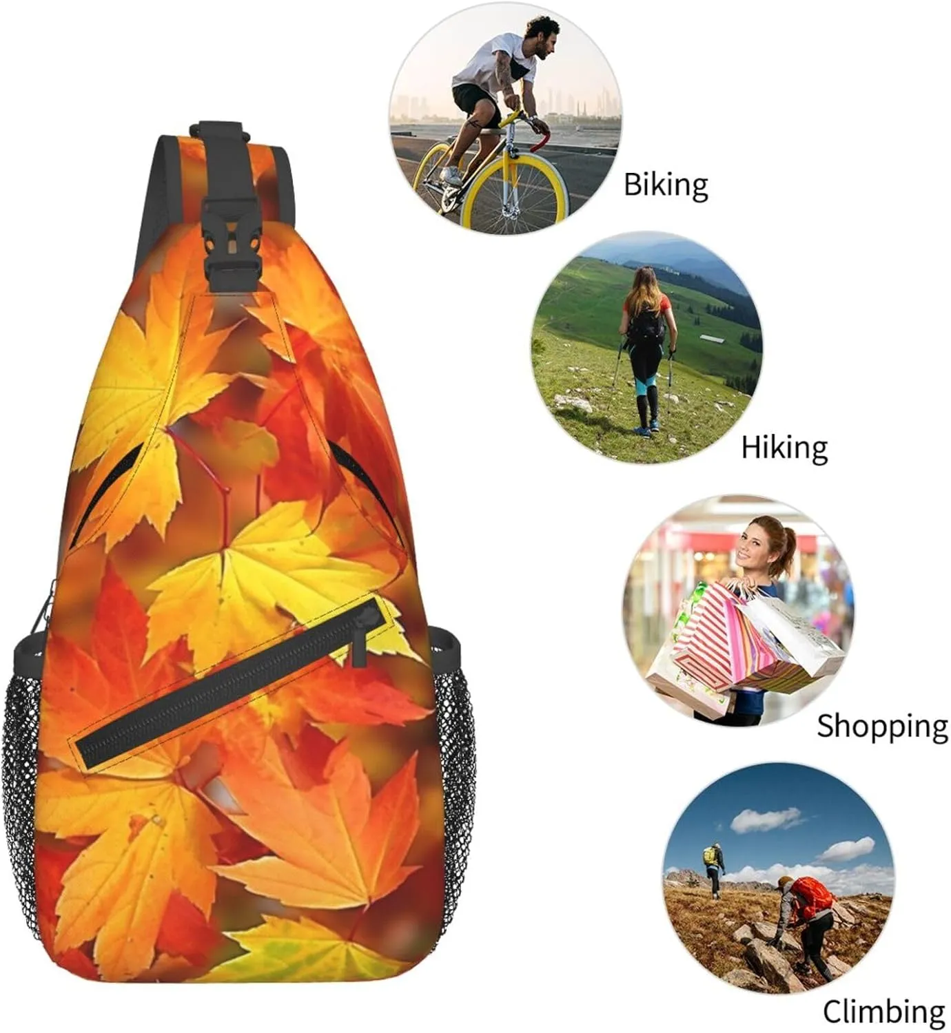 Sling Bag Crossbody Sling Backpack for Men Women Autumn Leaves of Maple Cross Chest Bag Travel Hiking Daypack